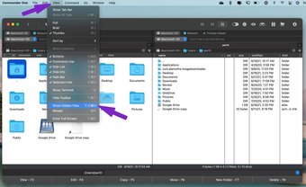View hidden files in commander one