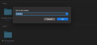 Type library in go to folder menu