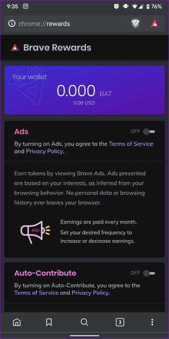 Rewards in Brave Browser