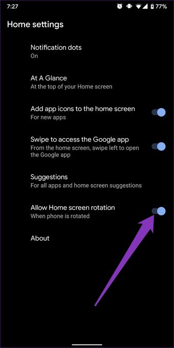 อนุญาตให้หมุนหน้าจอหลักบน Android
