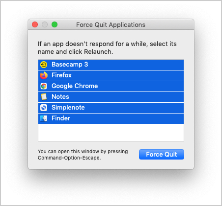 ป้อนเมนูบังคับออกจากและออกจากแอป Mac ทั้งหมด