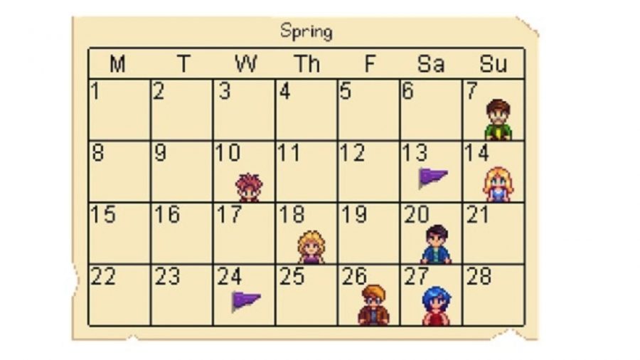 Stardew Valley calendar