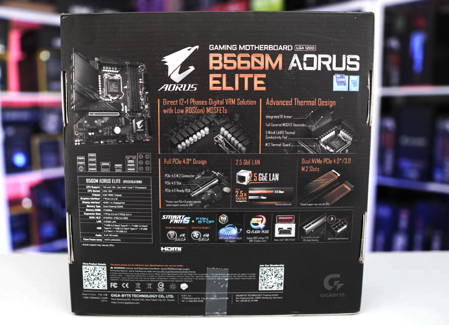 Gigabyte B560M AORUS ELITE Motherboard box back 1