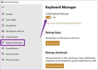 Keyboard Manager in Power Toys
