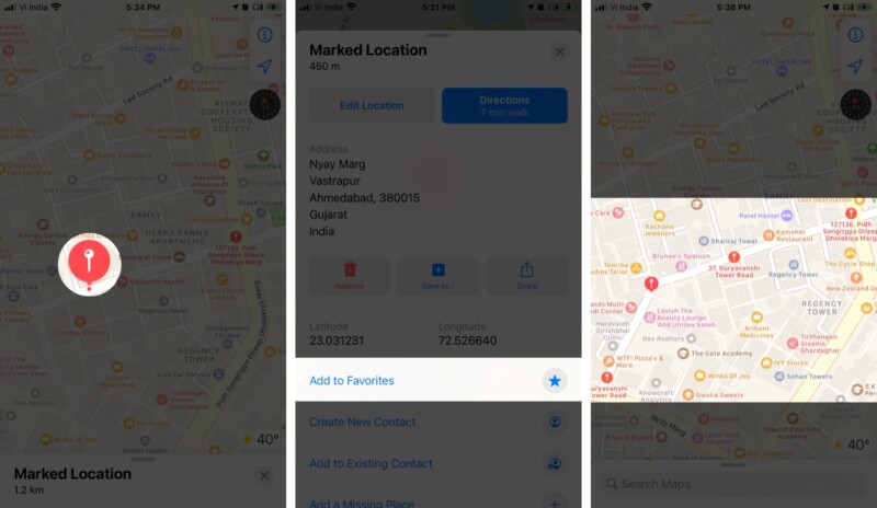 วาง หมุดหลายอันบน Apple Maps บน iPhone