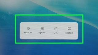 วิธีการรีสตาร์ท Chromebook — power menu