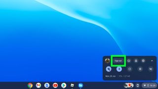 วิธีการรีสตาร์ท Chromebook — ออกจากระบบ option