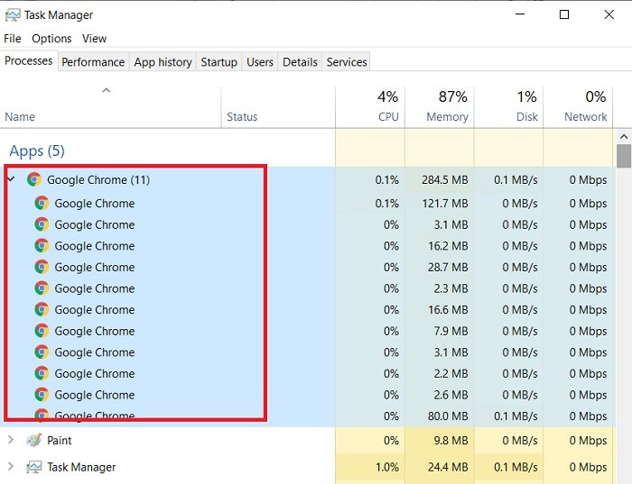 วิธีหยุด Chrome หลายตัว กระบวนการจากการทำงานใน Task Manager