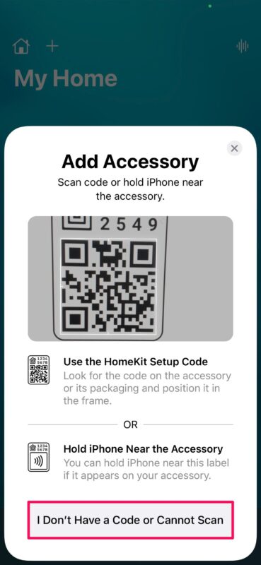 วิธีการเพิ่มอุปกรณ์เสริม HomeKit โดยไม่ต้องใช้รหัส QR