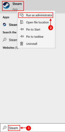Steam Image ล้มเหลวในการอัพเดต Run As Administrator Min