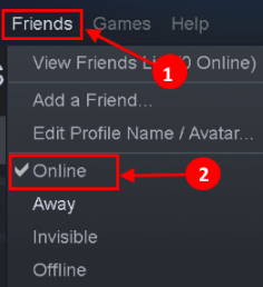 รูปภาพ Steam ล้มเหลวในการอัปเดตสถานะการเปลี่ยนแปลงออนไลน์ขั้นต่ำ