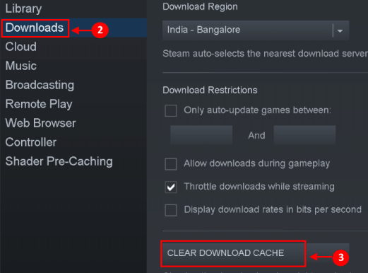 Steam Image Failed Update ล้างแคชดาวน์โหลดขั้นต่ำ