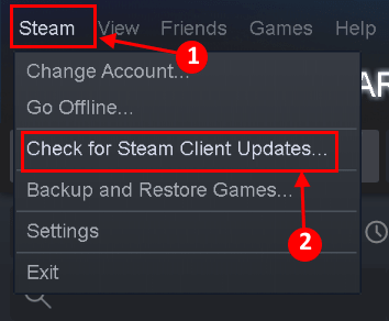 รูปภาพ Steam ล้มเหลวในการอัปเดต Steam Client Min