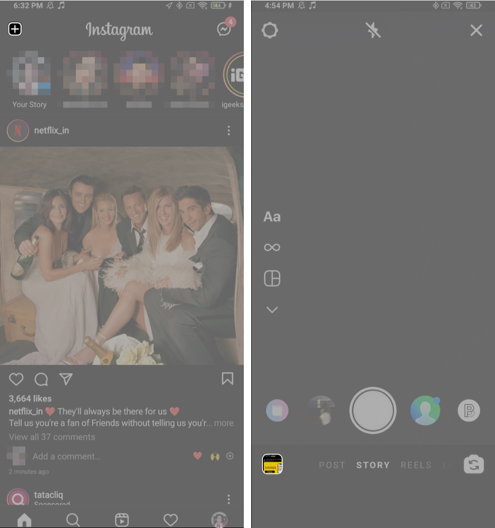 เปิดเรื่องราว instagram ของ android