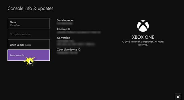 รีเซ็ตการตั้งค่า Xbox One