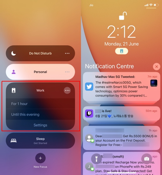 โหมดโฟกัสบนหน้าจอล็อกใน ios 15 2-โหมดโฟกัสคืออะไรและจะใช้งานอย่างไรใน iOS 15