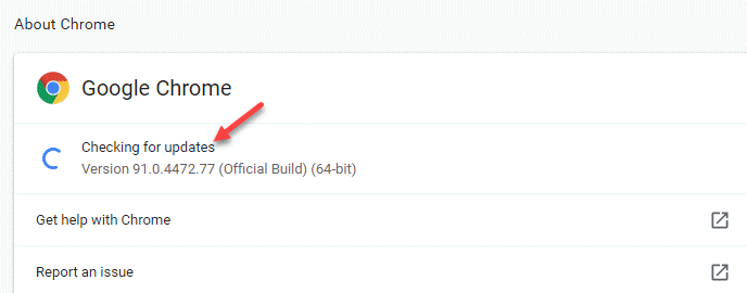 เกี่ยวกับ Chrome กำลังอัปเดต Google Chrome