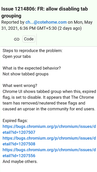 disable tabs in chrome