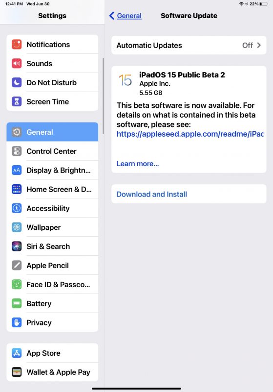 iOS 15 เบต้าสาธารณะ