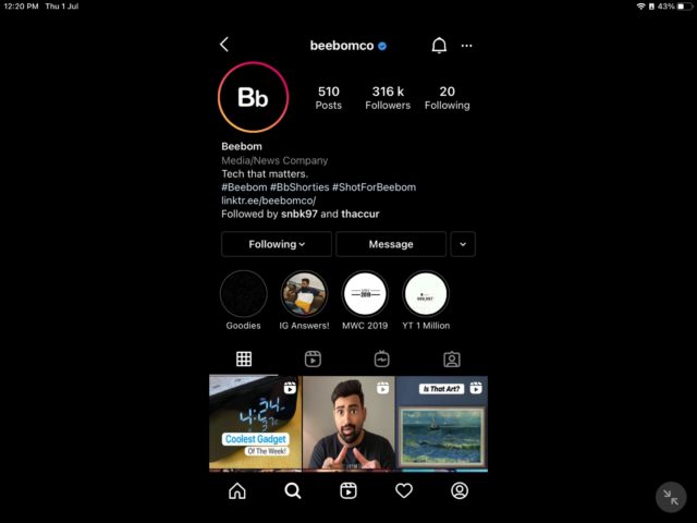 Instagram in landscape mode in iPadOS 15-new feature