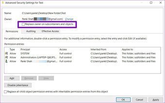 Apply Ownership Changes to All Sub Folders