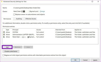 Modify Permissions for File or Folder