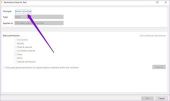 Permission Entry for Test