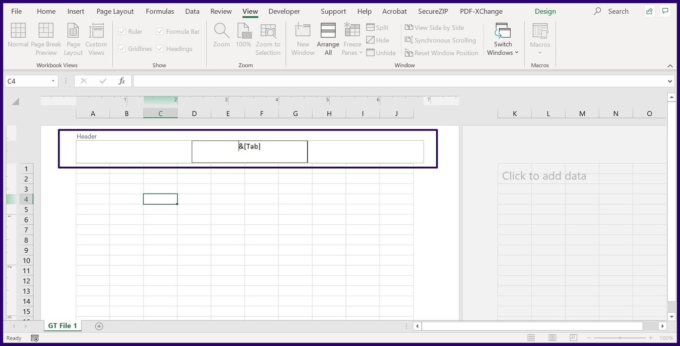 Insert headers and footers in excel step 11