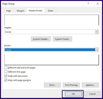 Insert headers and footers in excel step 17