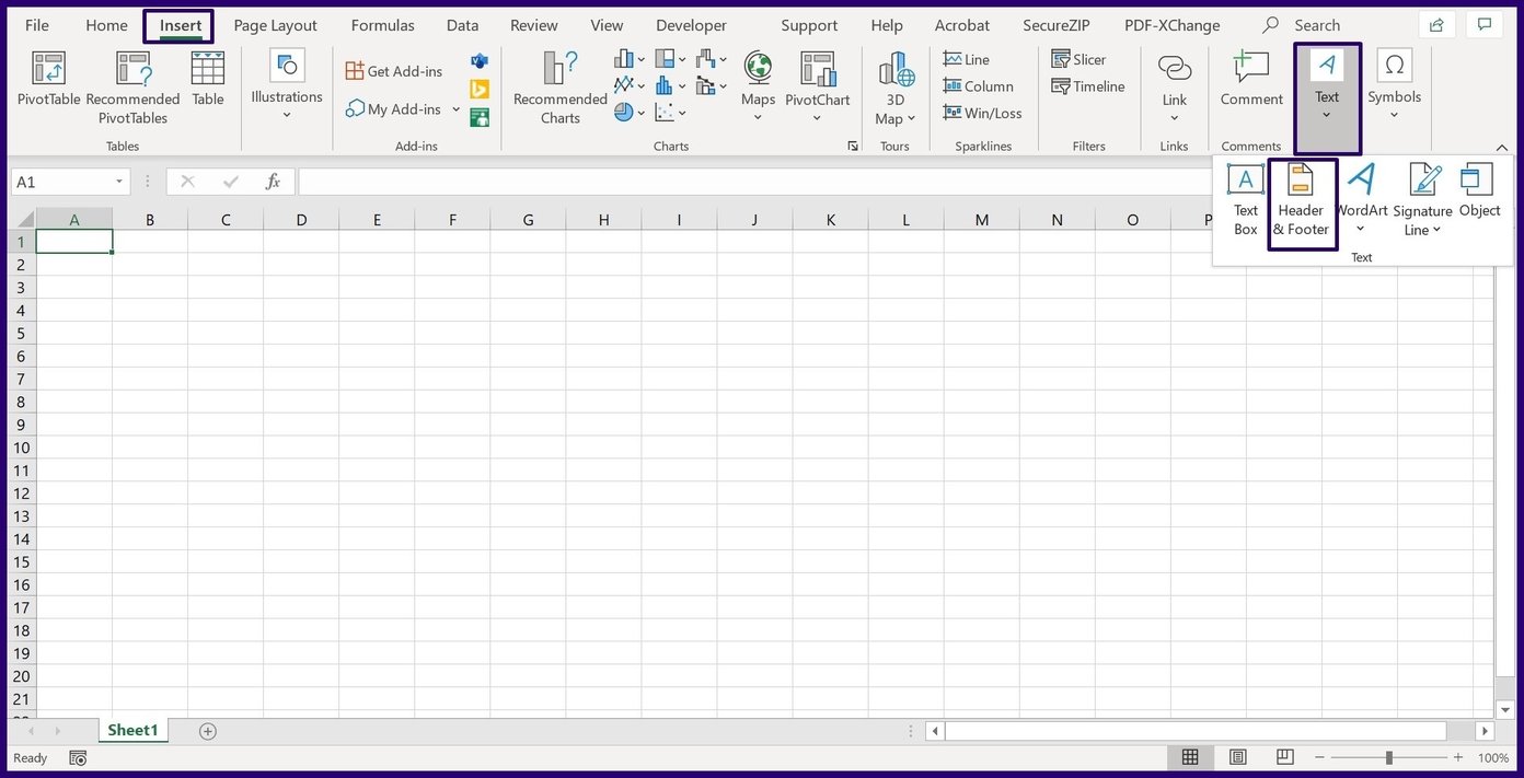 แทรกส่วนหัวและส่วนท้ายใน excel ขั้นตอนที่ 4