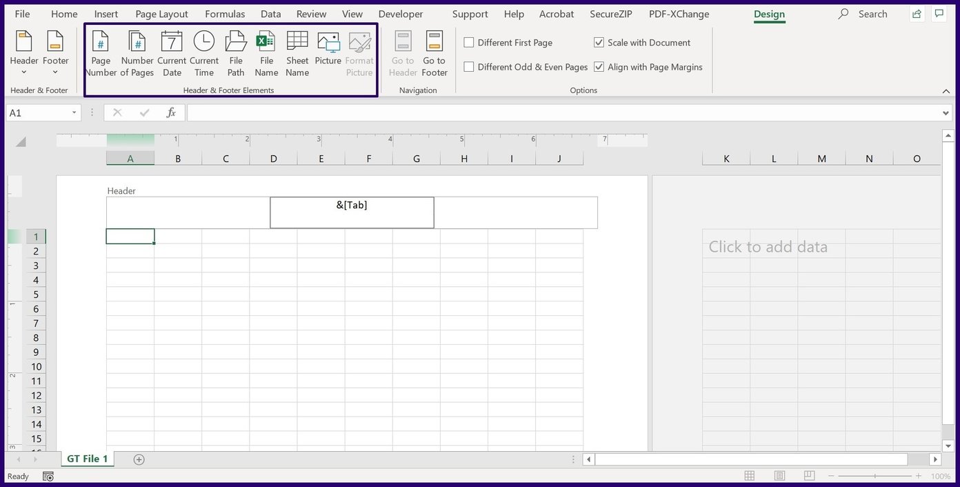 แทรกส่วนหัวและส่วนท้ายใน excel ขั้นตอนที่ 5