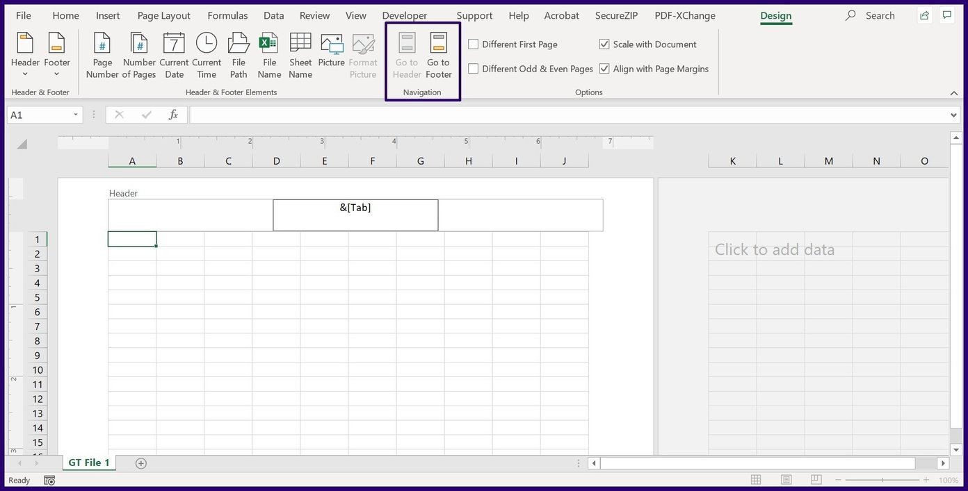 แทรกส่วนหัวและส่วนท้ายใน excel ขั้นตอนที่ 6