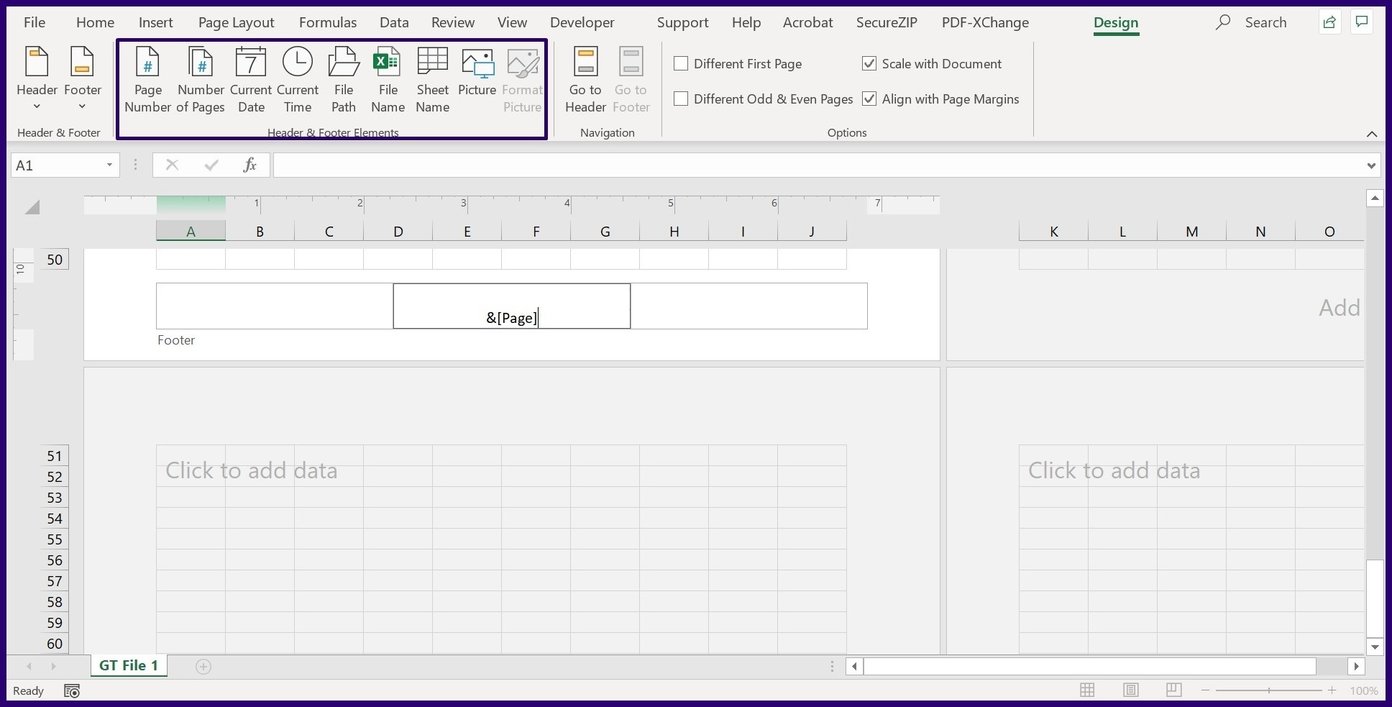 แทรกส่วนหัวและส่วนท้ายใน excel ขั้นตอนที่ 7