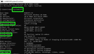 how to check pc specs in Windows 10-command prompt