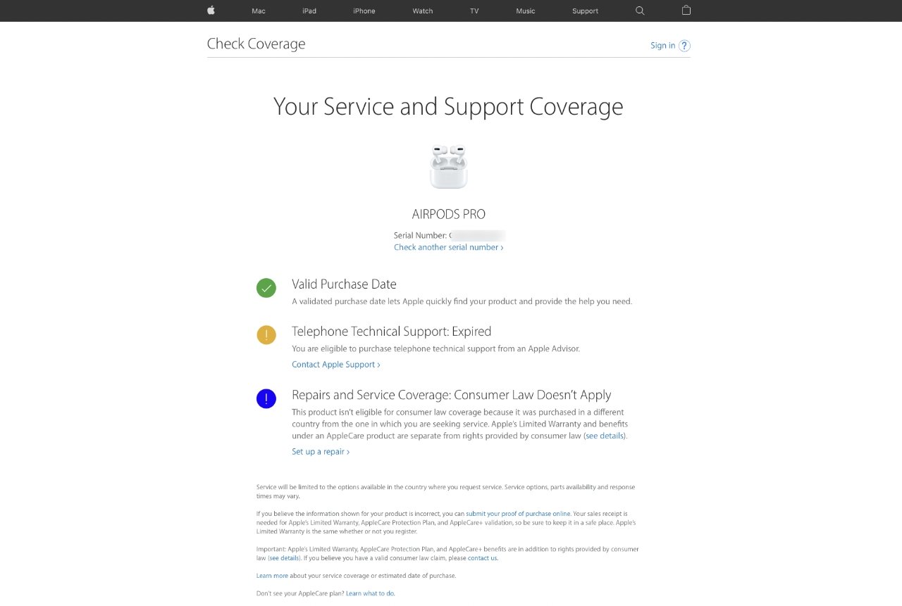 ตรวจสอบหมายเลขซีเรียลกับ Apple