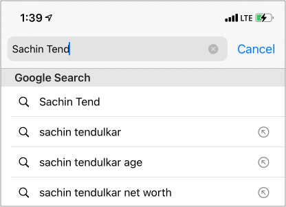 ตัวอย่างคำแนะนำการค้นหาที่กำลังมาแรงใน Google