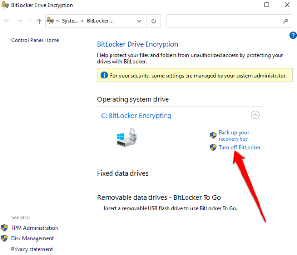 วิธีปิดหรือปิดใช้งาน Bitlocker บน Windows 10 TH Atsit