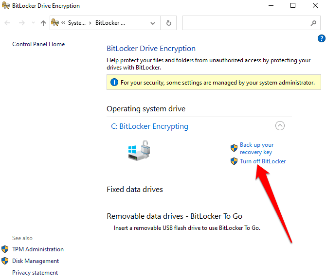 how to remove bitlocker windows 10
