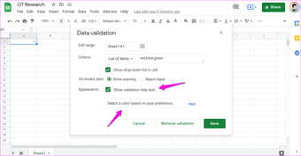 วิธีการสร้างแก้ไขและลบรายการแบบหล่นลง ใน Google ชีต 7