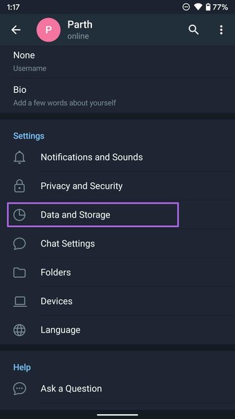 ไปที่ data and storage