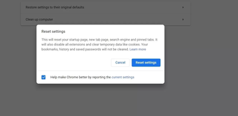 รีเซ็ตการตั้งค่า Chrome