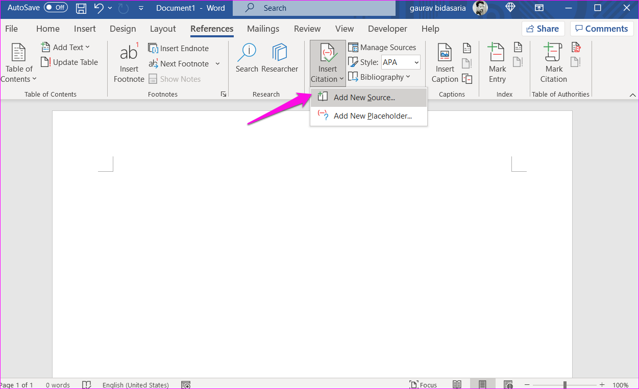 วิธีการเพิ่มการอ้างอิงและบรรณานุกรมใน Microsoft Word 2