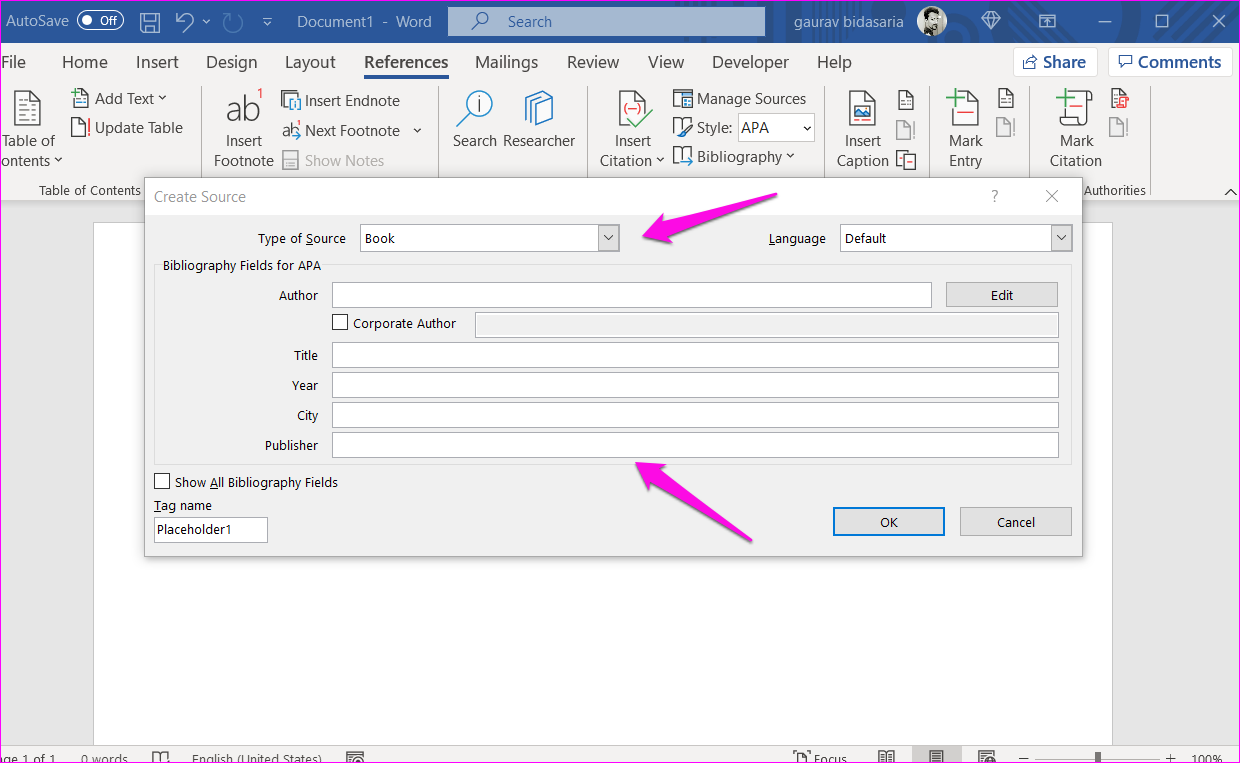 วิธีการเพิ่มการอ้างอิงและบรรณานุกรมใน Microsoft Word 3