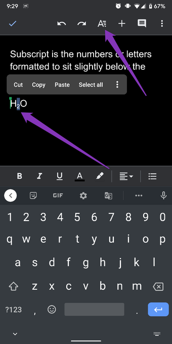 Format Text in Google Docs App