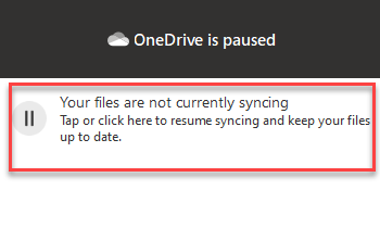 แตะหรือคลิกในแผงแอป Onedrive เพื่อดำเนินการซิงค์ต่อ