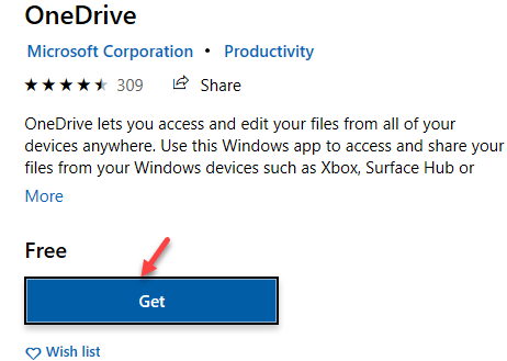 จัดเก็บผลการค้นหาแอป Onedrive รับ