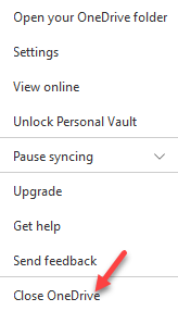 ถาดระบบ Onedrive ความช่วยเหลือและการตั้งค่าแอป Onedrive ปิด Onedrive