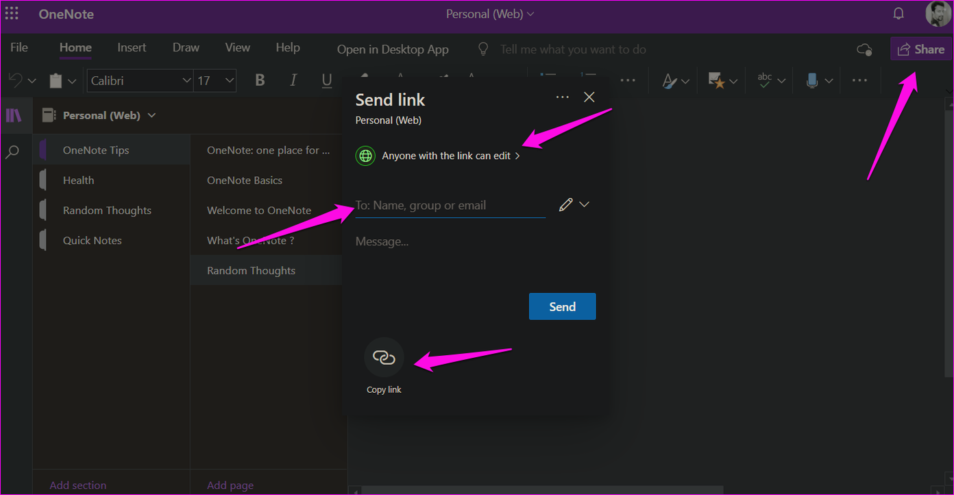 how to copy a shared onenote notebook