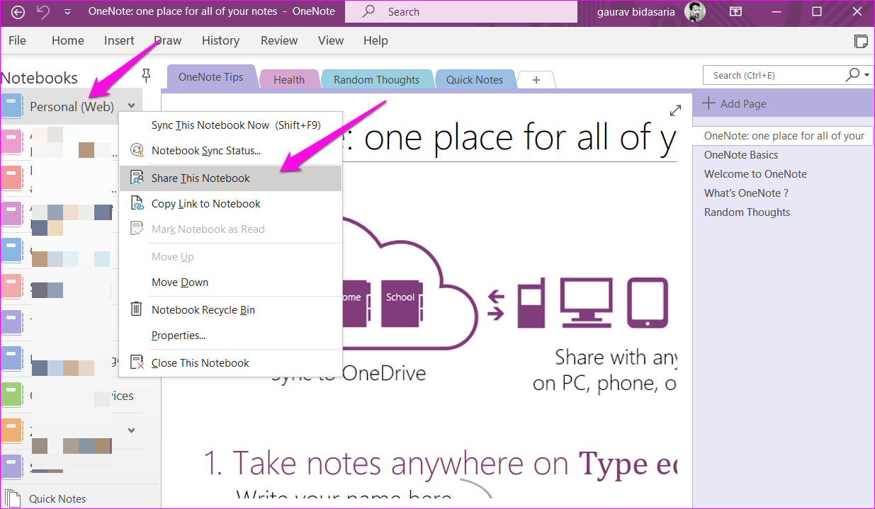 how to copy a shared onenote notebook