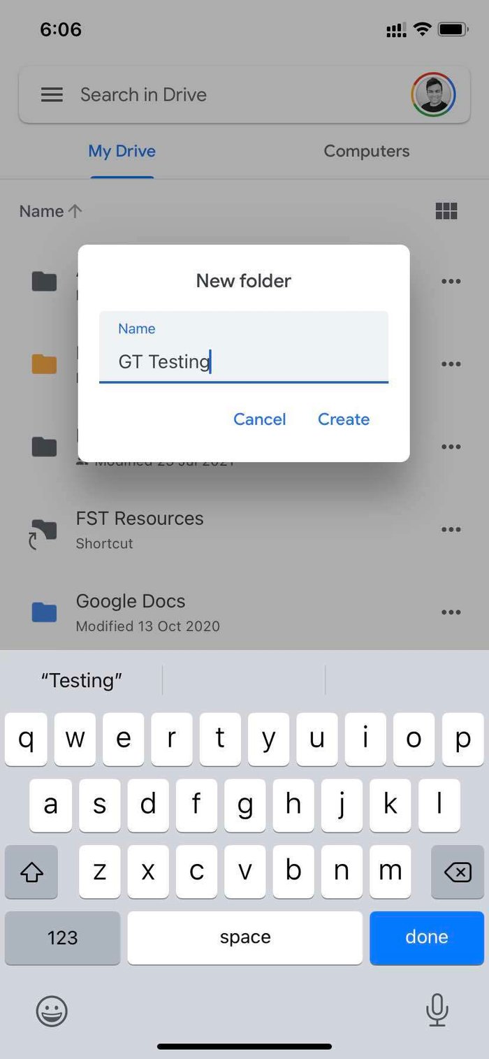สร้างโฟลเดอร์ในแอป Google ไดรฟ์